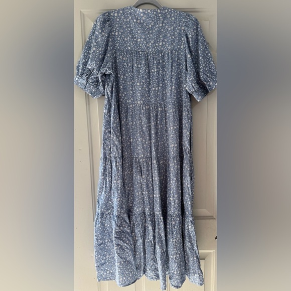 Madewell Short Sleeve Blue White Floral Patterned Dress Sz Medium - Picture 4 of 4